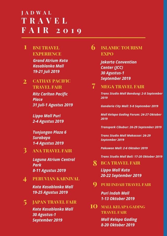Promo Tiket & Paket Tur: Jadwal Travel Fair 2019 (Juli-Okt) - Antavaya