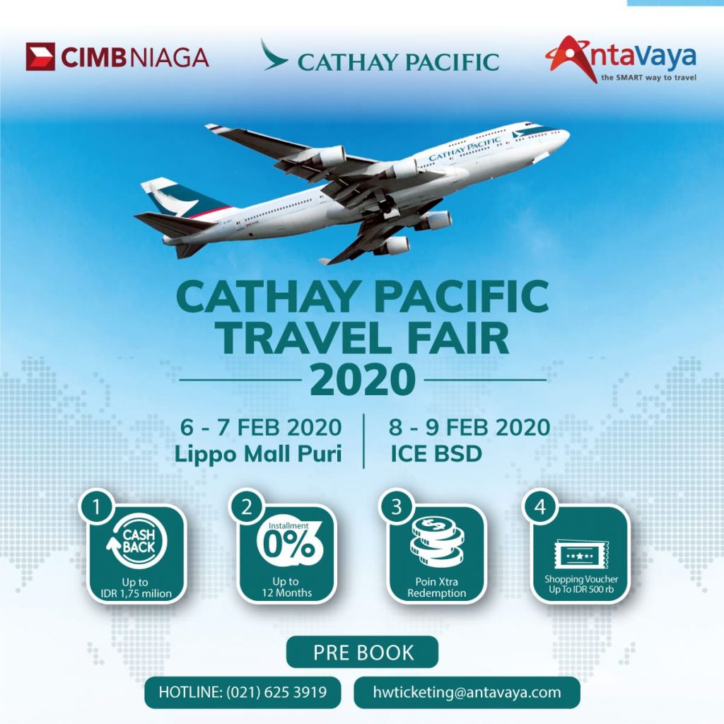Cathay Pacific Travel Fair 2020 Cashback Up to Rp1,75 Juta!