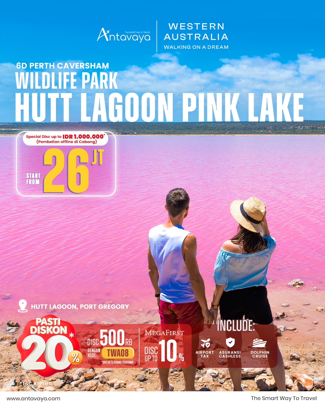 Paket Tour Hutt Lagoon Pink Lake Australia