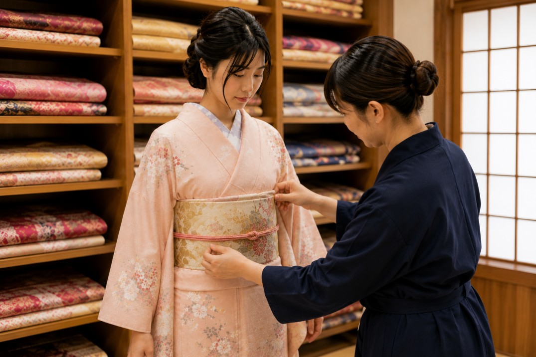 Obi, bagian penting dalam cara pakai kimono Jepang