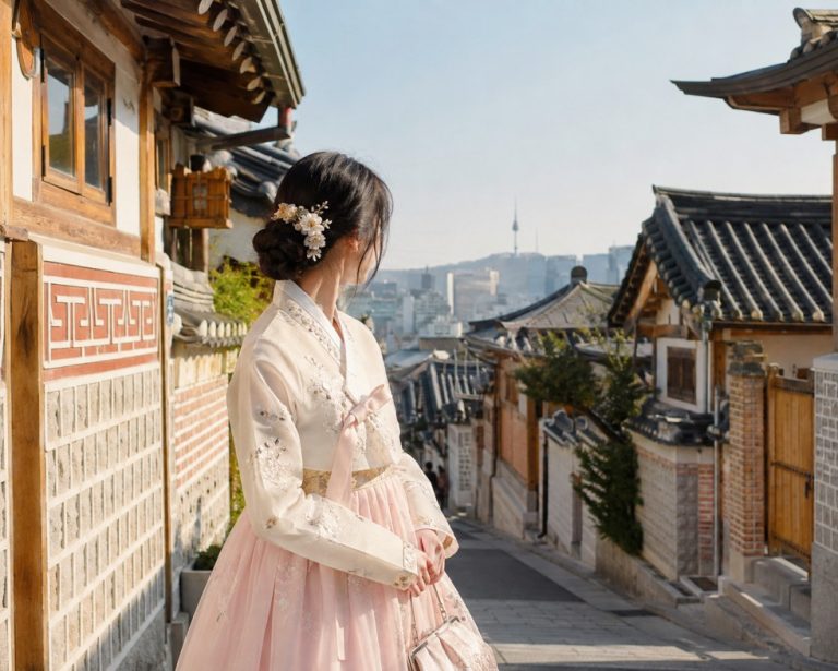 Hanbok wearing saat liburan di Korea