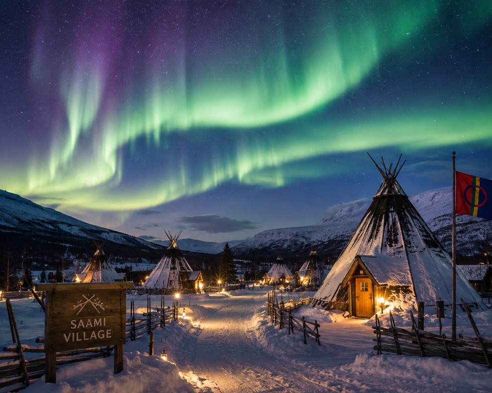 Aurora Borealis di Saami Village