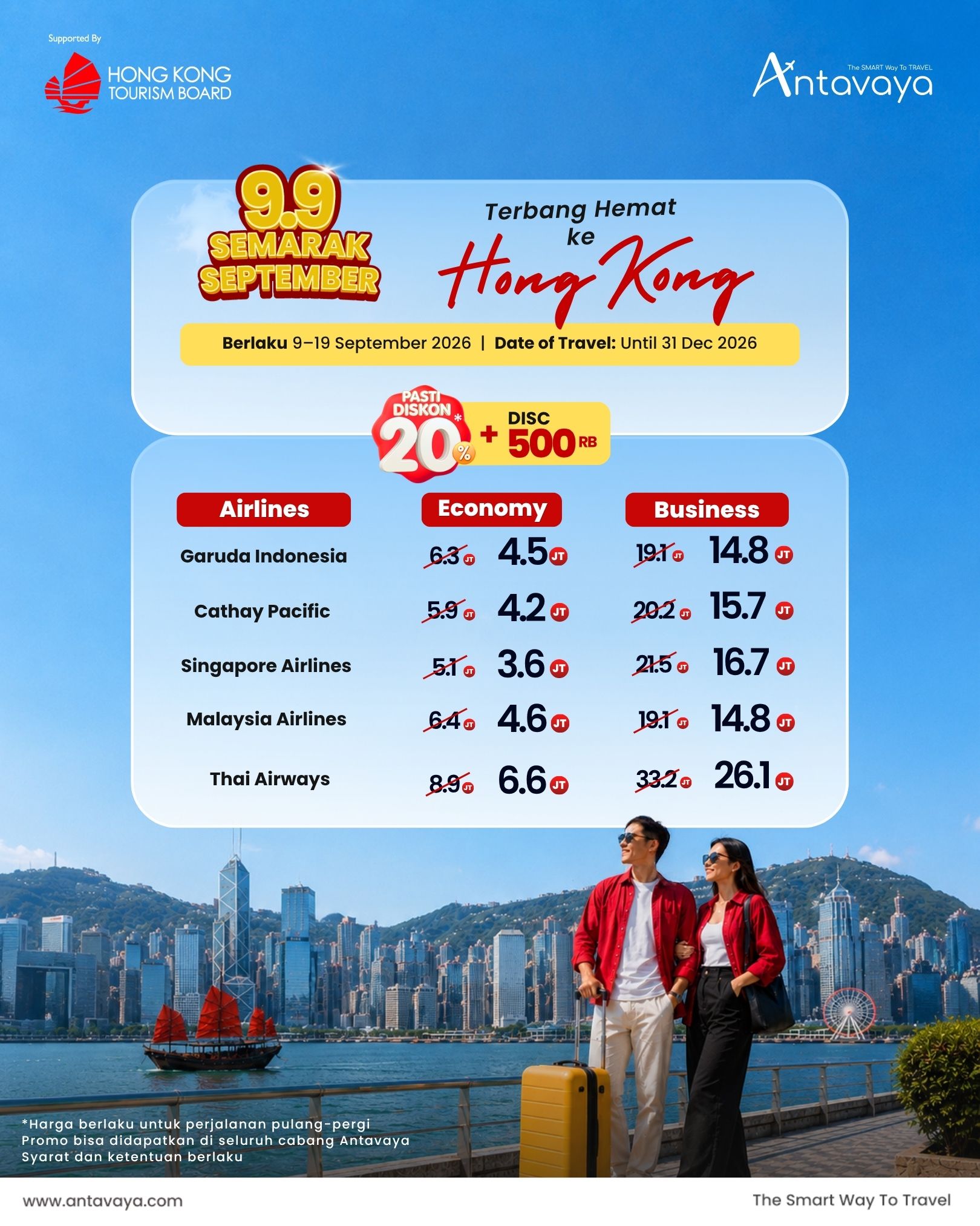 Pilihan airlines dengan promo tiket pesawat ke Hong Kong, potongan 500* rb